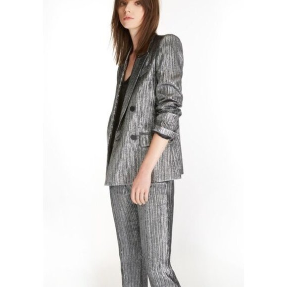 Isabel Marant Denel Double-Breasted Metallic Cocktail Blazer - Picture 10 of 13